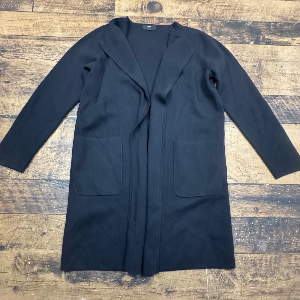 J Crew 365 Black Merino Wool‎ Blend Cardigan Sweater Jacket Size S open front
